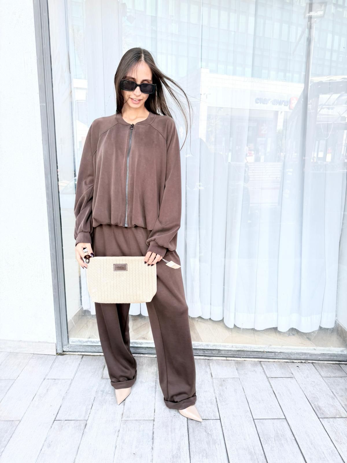 ג׳קט חום בד נעים