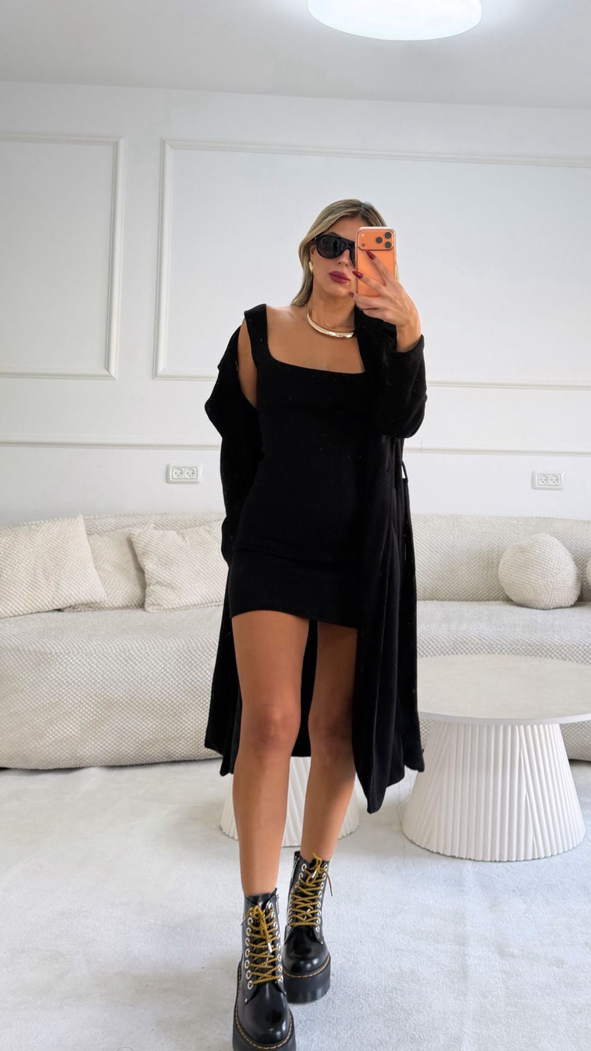 שמלה בשילוב עליונית ארוכה