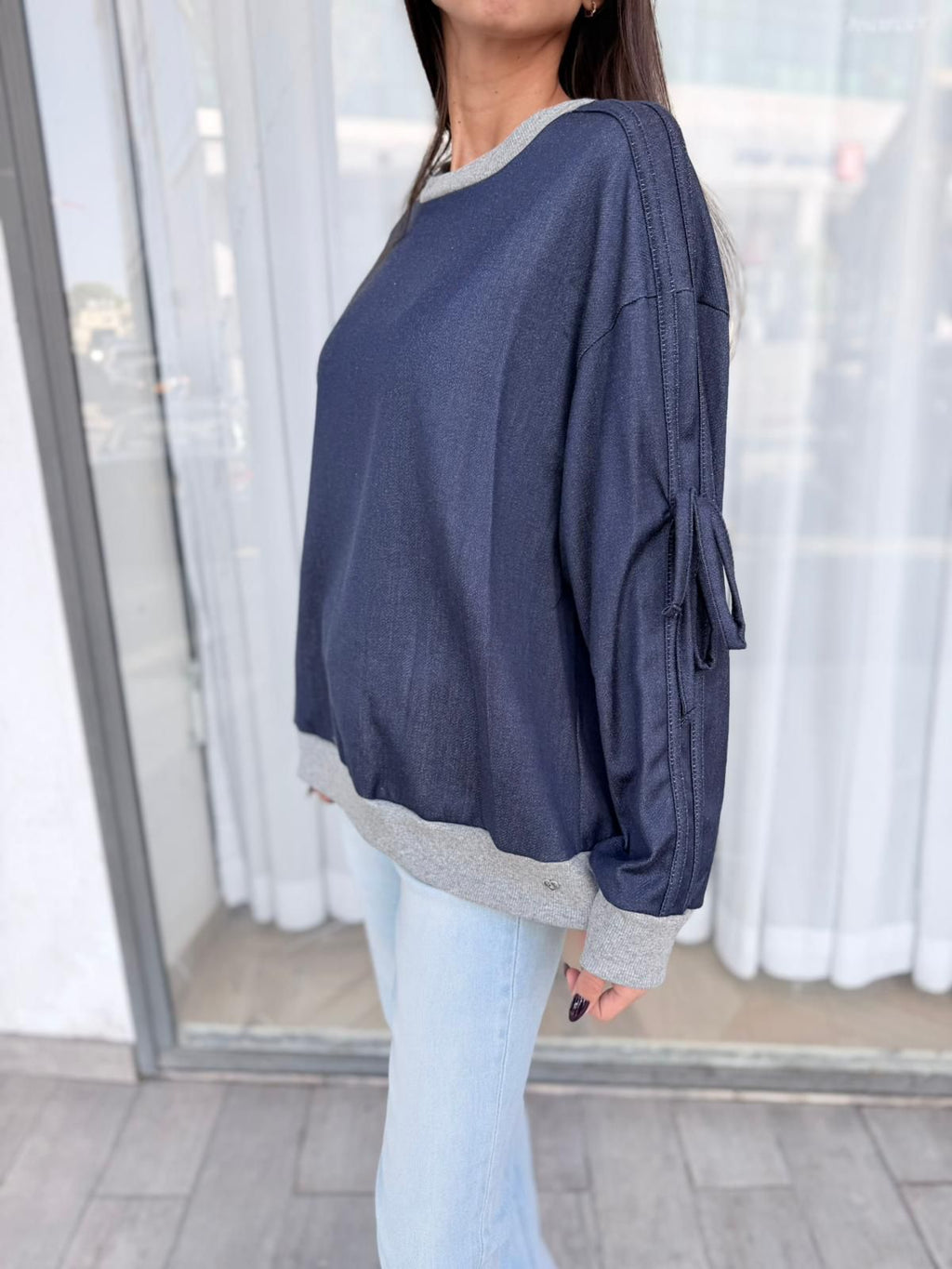 חולצת גינס שילוב פוטר